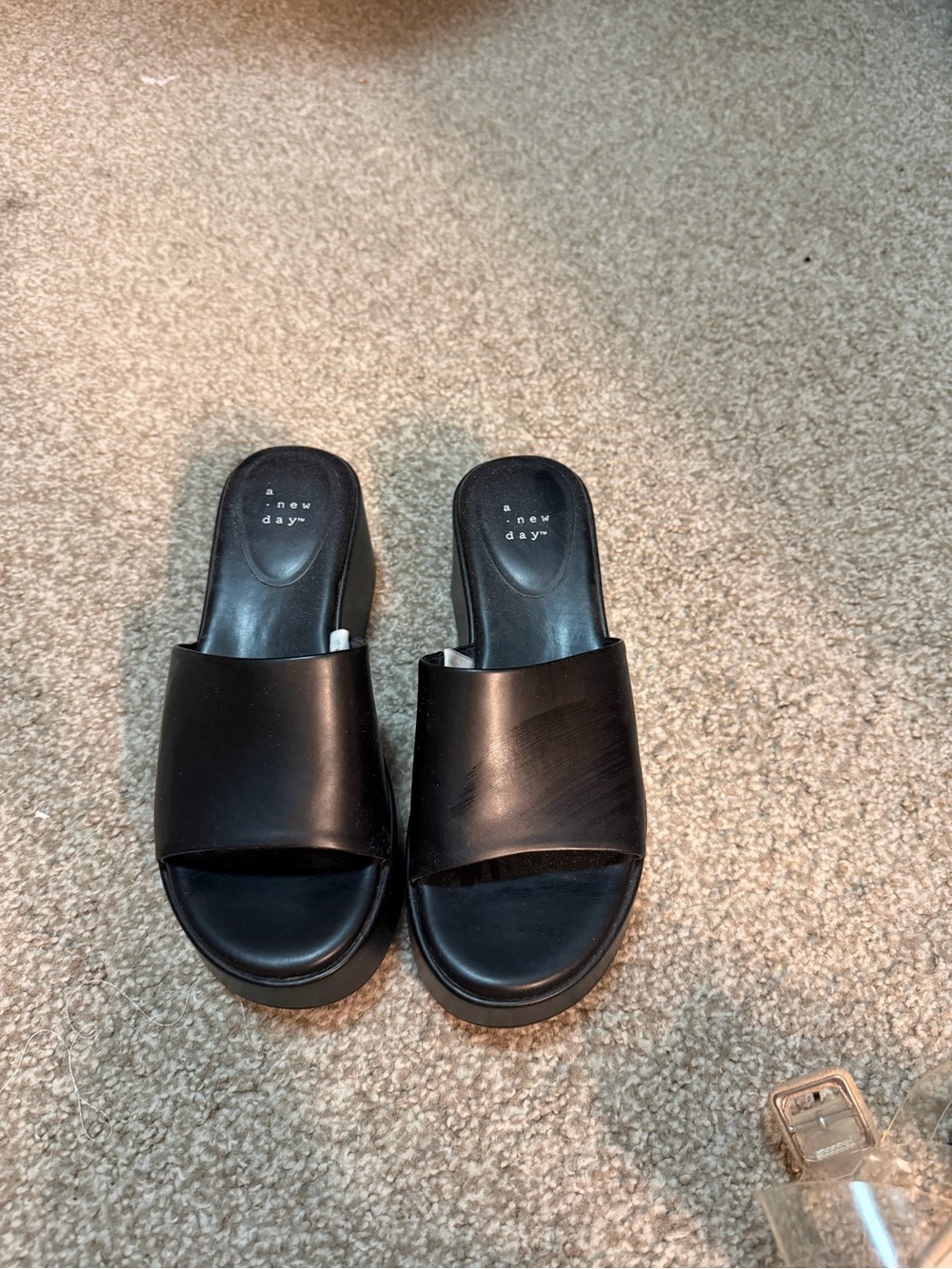 Black Open-Toe Slide plaforms